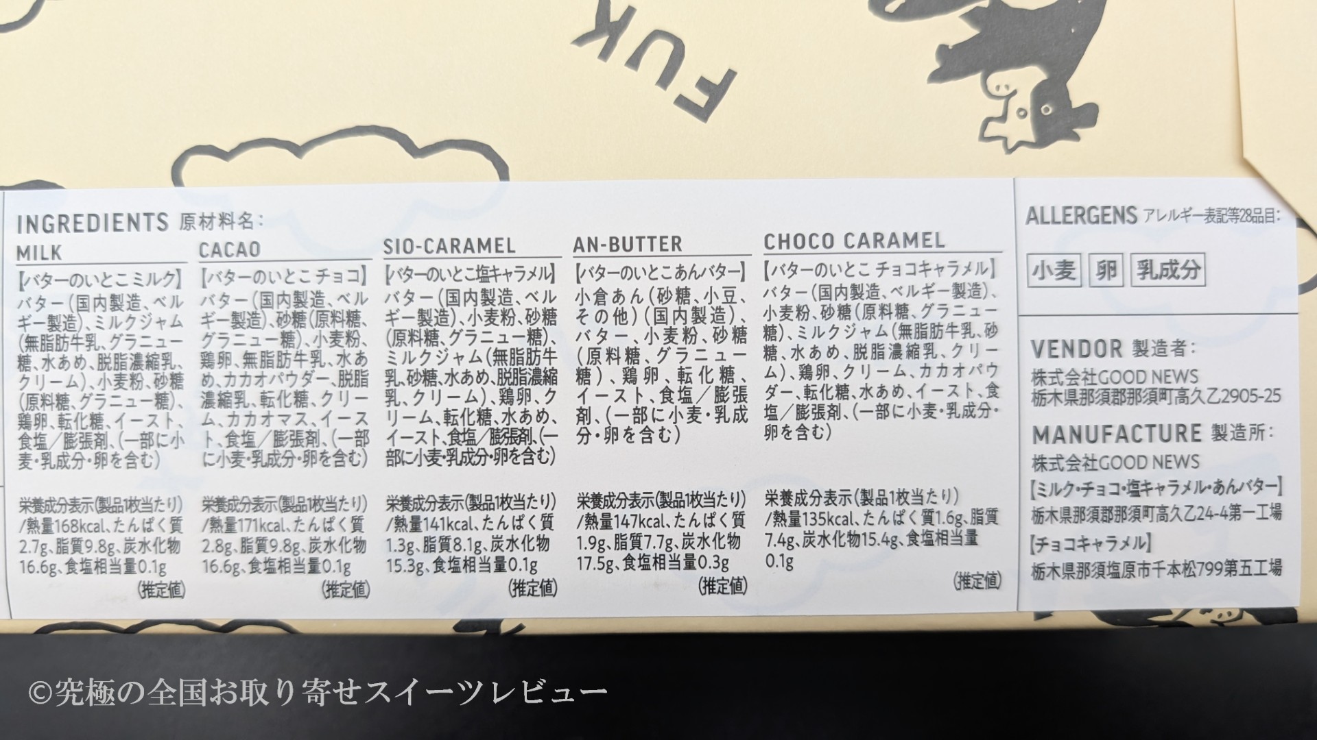バターのいとこ原材料名